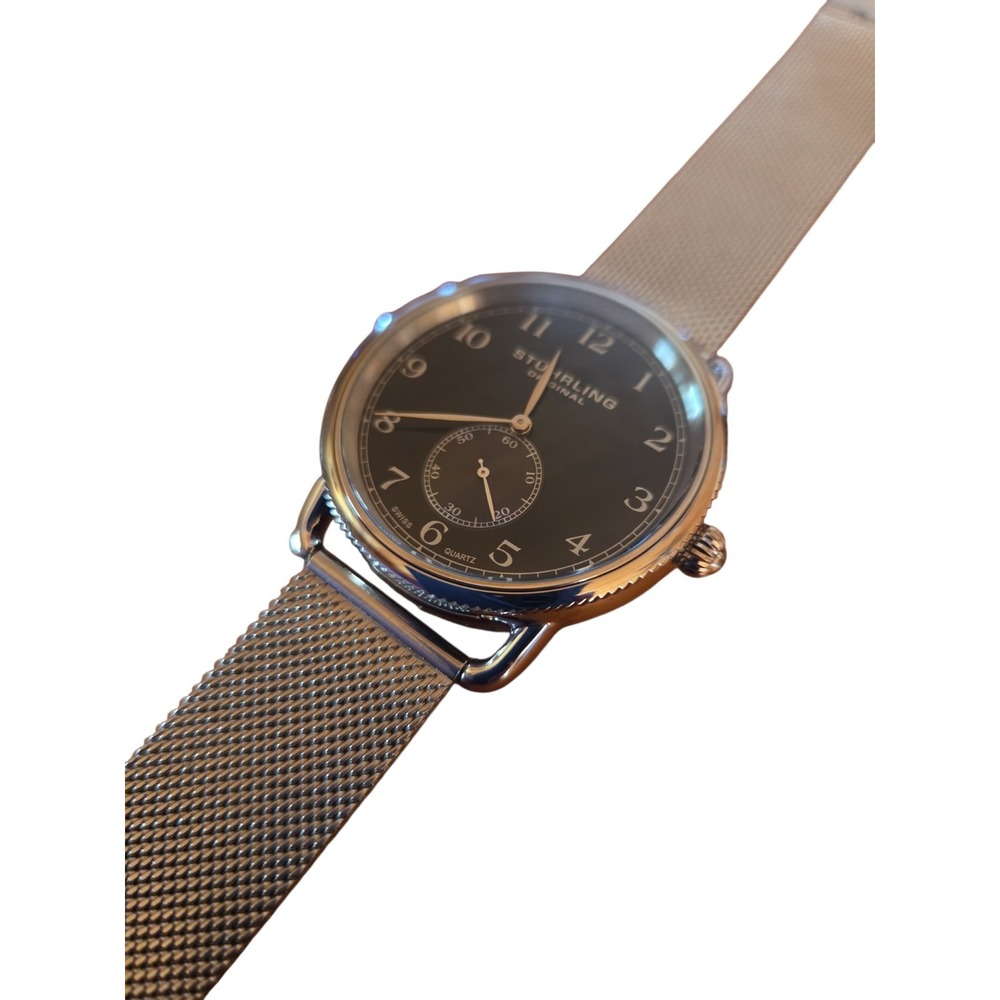 Stuhrling Original 40mm Case Swiss Quartz Stainless Mesh Bracelet Mens Watch